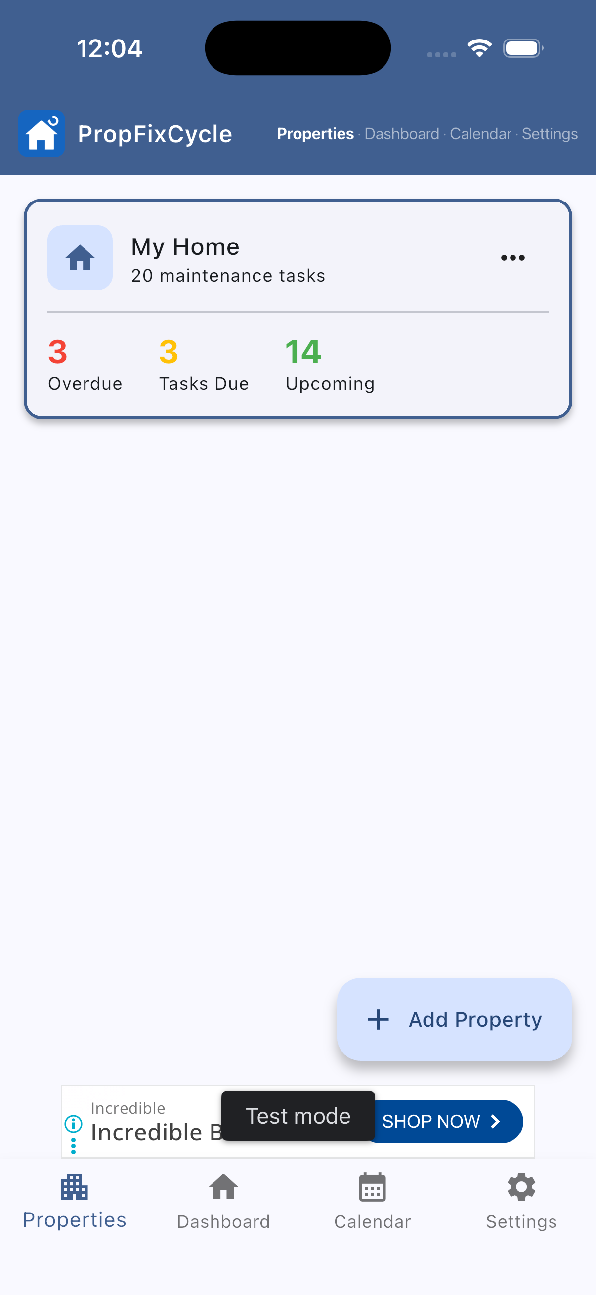 PropFixCycle home screen